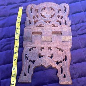 Intricately Carved Vintage Wooden Book Stand